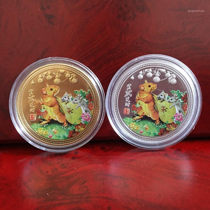

2020 Year of The Rat Commemorative Coin Chinese Zodiac Souvenir Coin Silver Plated Non-currency Coins for Home Decoration1