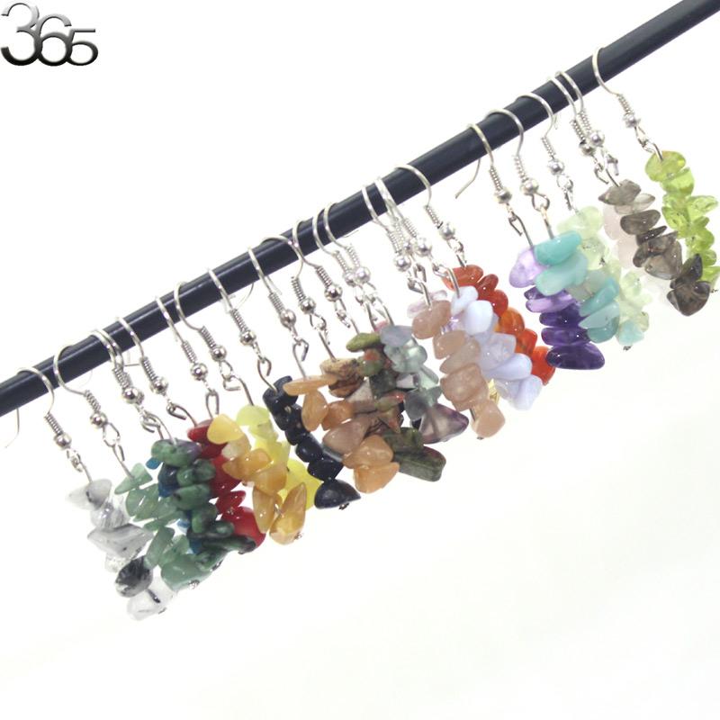 

Free Shipping Wedding Jewelry Hooks Semi Precious Natural Genuine Gems Dangle Stone Chips Chip Woman Earrings