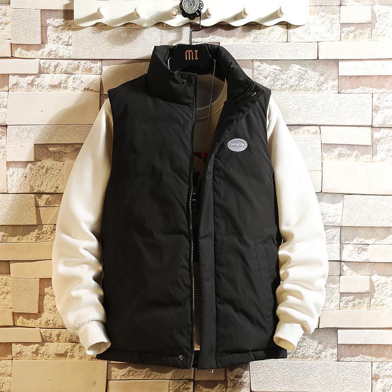 

Fashion Mens Jacket Sleeveless Vest Winter Thermal Soft Vests Casual Stand Coats Male Cotton Men's Vest Men Thicken Waistcoat1, Black