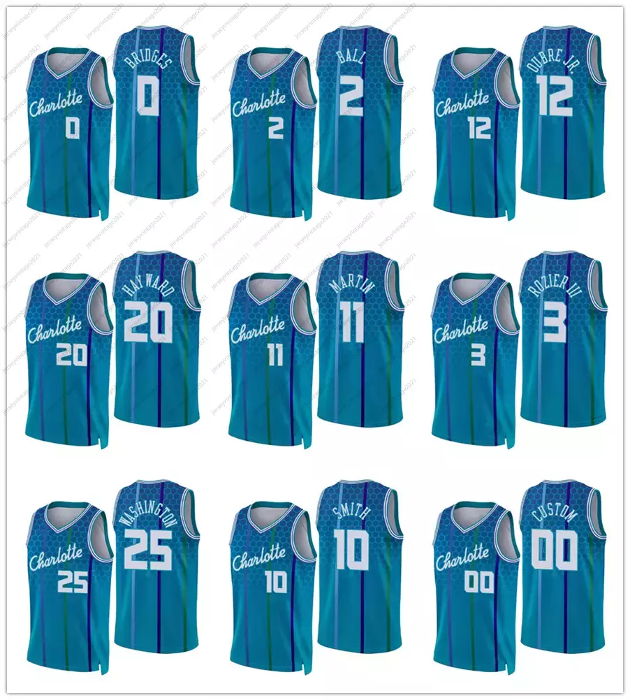 

2021-22 City Blue 75th Jersey Basketball Kelly 12 Oubre Jr. Gordon 20 Hayward Terry 3 Rozier III LaMelo 2 Ball Miles 0 Bridges Mason Plumlee, Color9