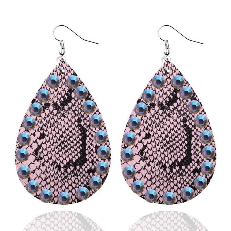 

E7681 ZWPON Pave AB Crystal Cheetah Earrings for Women 2021 Fall New Animal Print Leopard Teardrop Earrings Jewelry Wholesale