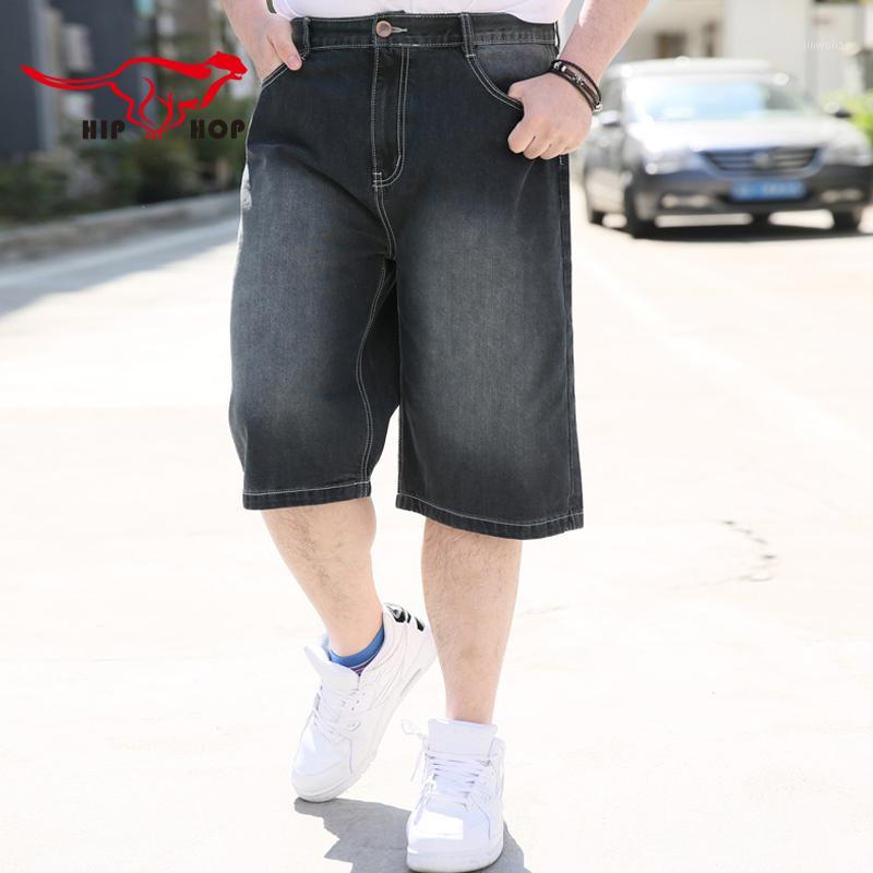 

Wholesale-2016 Casual Hip Hop men male Joggers Clothing Exercise Jeans Shorts Men Straight Denim Summer Baggy Loose Calf Pants Plus Size1, Black