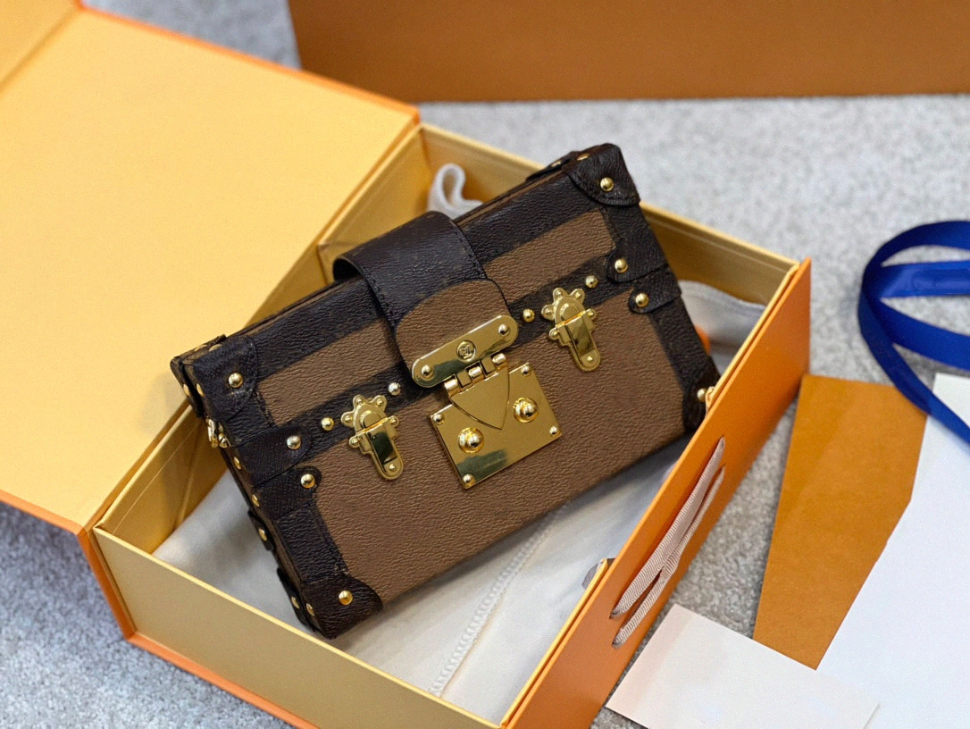 

petit malle bags Classic mini trunk leather women's handbag purse old flower stiletto bag small horse bag magnetic buckle J7hU#, I need look other product