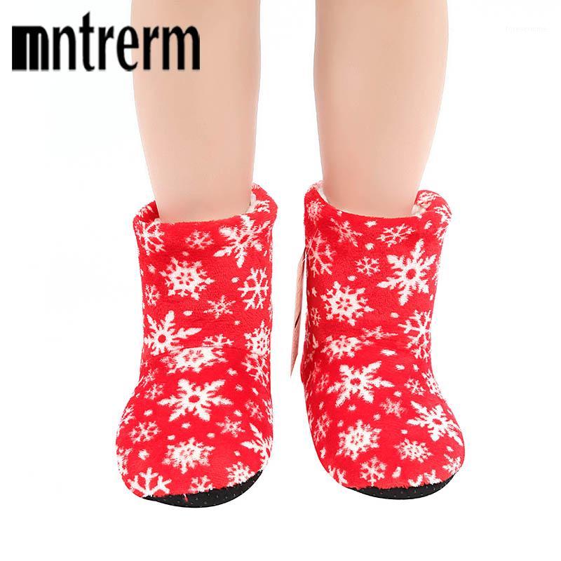 

Mntrerm 6 Color Winter Women's Slippers for Ladies Warm Plush Soft Sole Indoor Floor Home Shoes Long Tube Slippers Snow Design1, Black