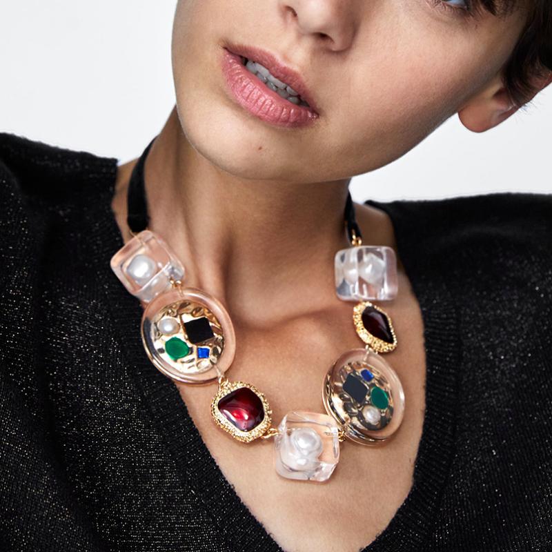 

Clear Metal Thread Necklaces For Women Bohemian Multicolor Statement Pendant Necklaces Hot Gifts