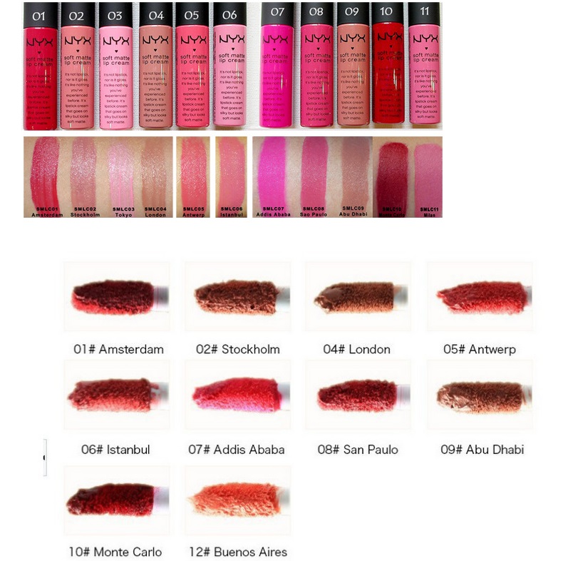

Wholesale NYX Lip Soft Matte Lip Cream SMLC matte lipstick Vintage Long Lasting NYX Lipgloss 12 Colour Lasting moisturizing