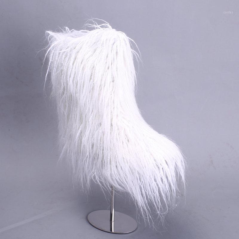 

swyivy Long Wool Fur Snow Boots for Women Winter Warm Shoes 2020 Anklel Boots for Women Flat Winter Cotton Padded Female Shoes1, Beige
