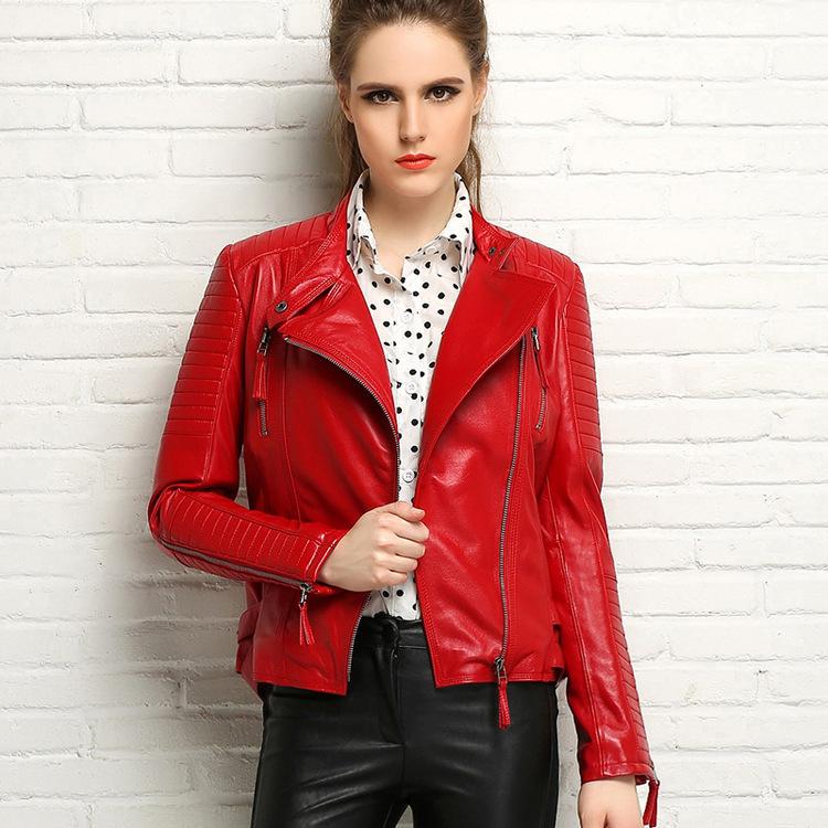 

Free shipping,fashion style Genuine leather women slim jackets.street black female 100% sheepskin jacket Brand quality,biker