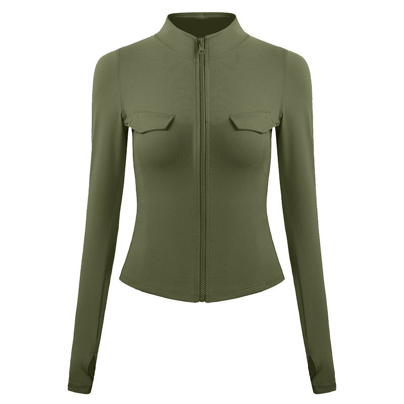 

20 new zipper workout clothes, tooling style, handsome, slim, breathable and quick-drying yoga clothes hot sale, Black