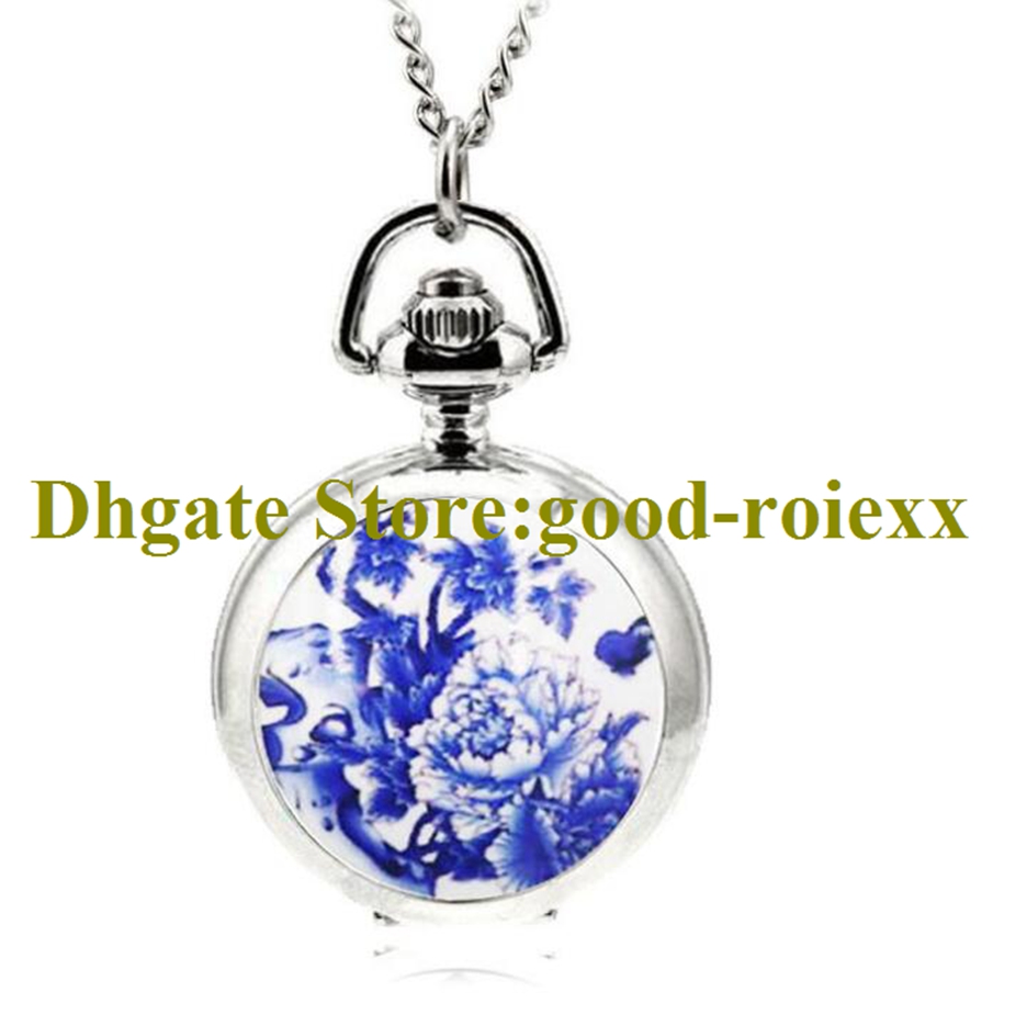 

Fashion Gift Fresh flowers Enamel Women's Pocket Watch Necklace Accessories Sweater Chain Ladies Hanging Watches Mens Quartz Girls AA00117, Mixed colors