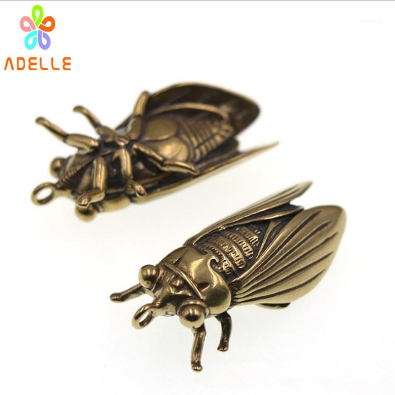 

2x 100% Solid Brass Chinese Cicada Vintage Carving Handmade Keyring Car Accessory DIY Jelwery Pendant Gift Finding Free Shipping1