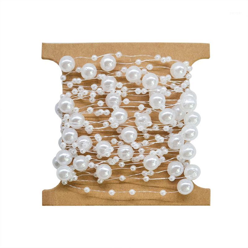 

5M Beige White Fishing Line Artificial Pearls Beads Chain Garland Flowers DIY For Wedding Bridal Bouquet Decoration Flower1, P02 beige