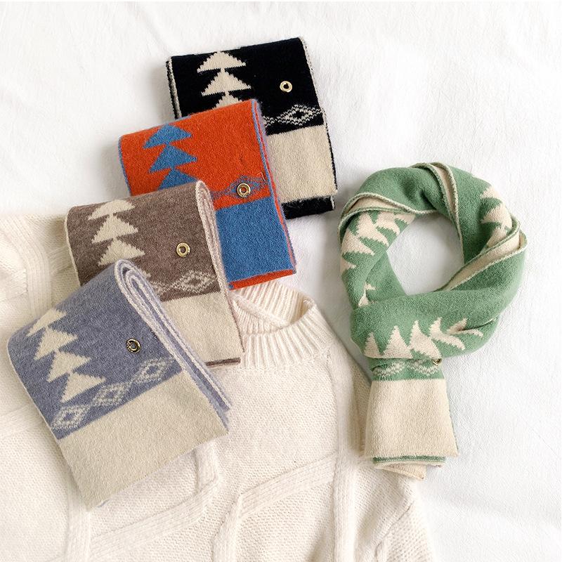

2021 Winter knitting Women Scarf Female Scarves Lady Triangle Women Print Shawl Wraps Foulard Tippet