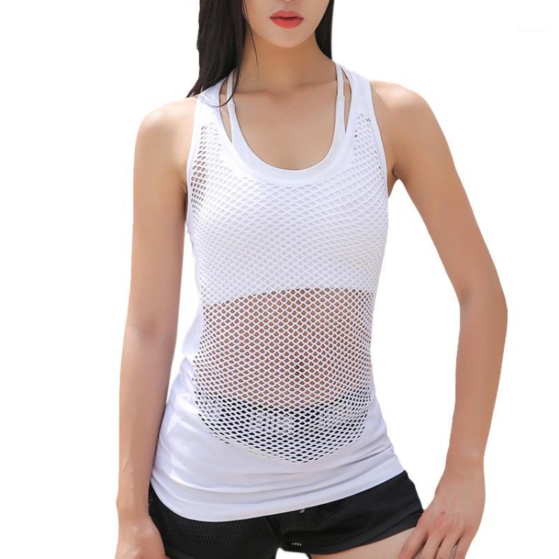 

Women's Sleeveless Yoga Shirt Sports Top Mesh Openwork Breathable Fitness T-Shirt Sportswear Accessories1, White