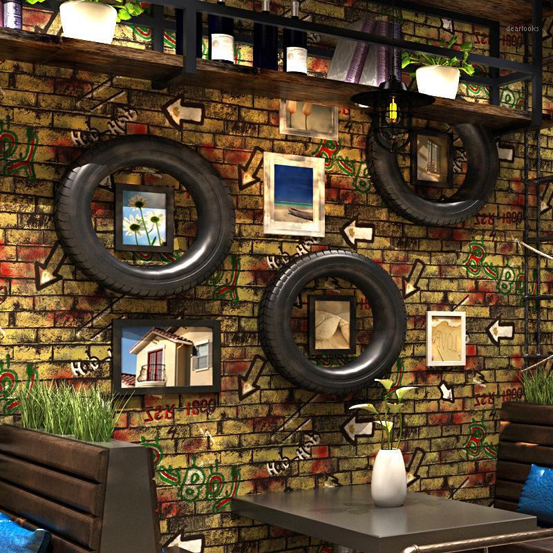 

Alphabet Graffiti Wallaper Bedroom Background Wall Industrial Restaurant Retro Nostalgic Loft Internet Bar Brick Wall Paper 3d1, 503