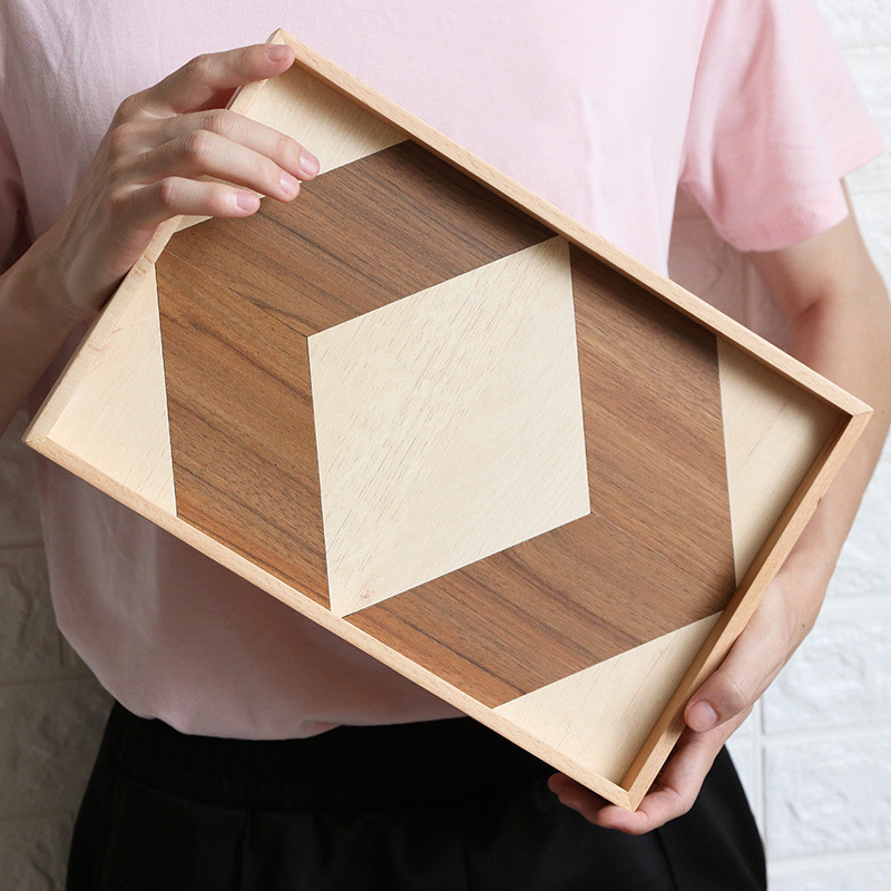 

2021 New Rectangle Home Wooden Serving Decorative Tray Baking Trays Wood Plate Tea Food Server Dishes Fi25