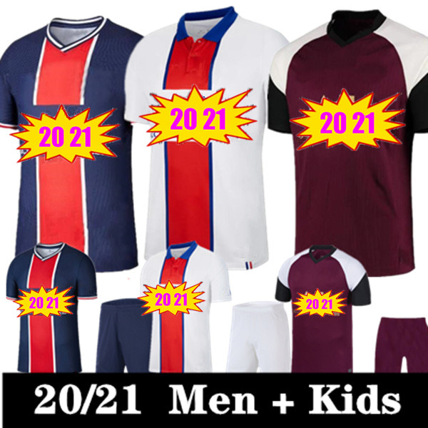 

Custom men kids Soccer jerseys 2020 2021 mbappe VERRATTI CAVANI DI MARIA MAILLOT DE T.SILVA FOOT child Paris kids kit football shirt jersey, Color 2