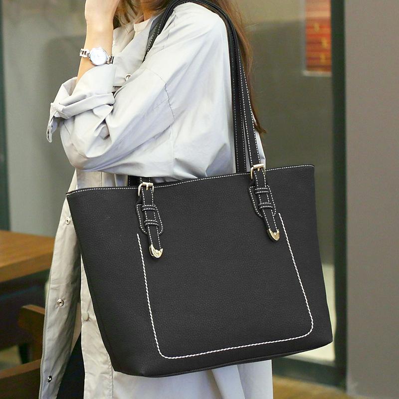 

Bags for Women 2021 PU Leather Single Shoulder Bags Tote Large Capacity Shopping Bag Cute Bucket Bag For Girls, Black