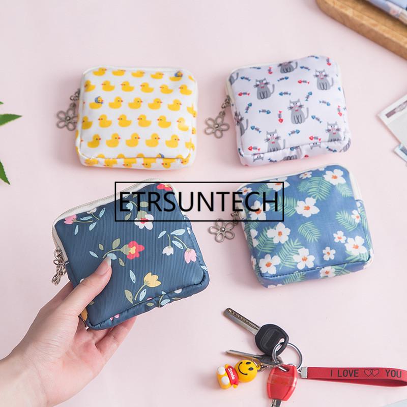 

100pcs Fabric Money Coin Storage Pouch Zipper Storage Bags Sanitary Bag Household Organization