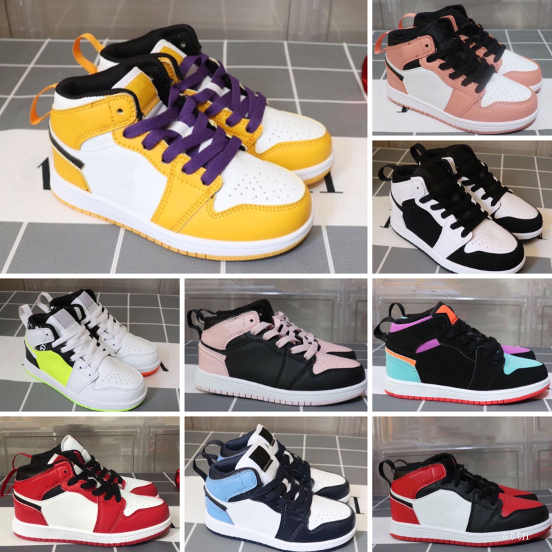 

Kids shoes OG 1 1s Basketball Shoes Children Boy Girl 1 Top 3 Bred Black Red White Sneakers, Color 10