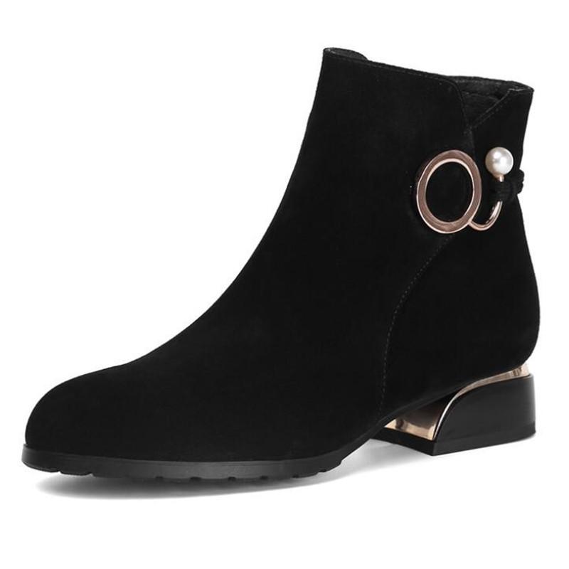 

Short boots women's thick heel mid-heel frosted women boots 2020 new winter plus size women's shoes woman shoes high heels sexy, 805-01