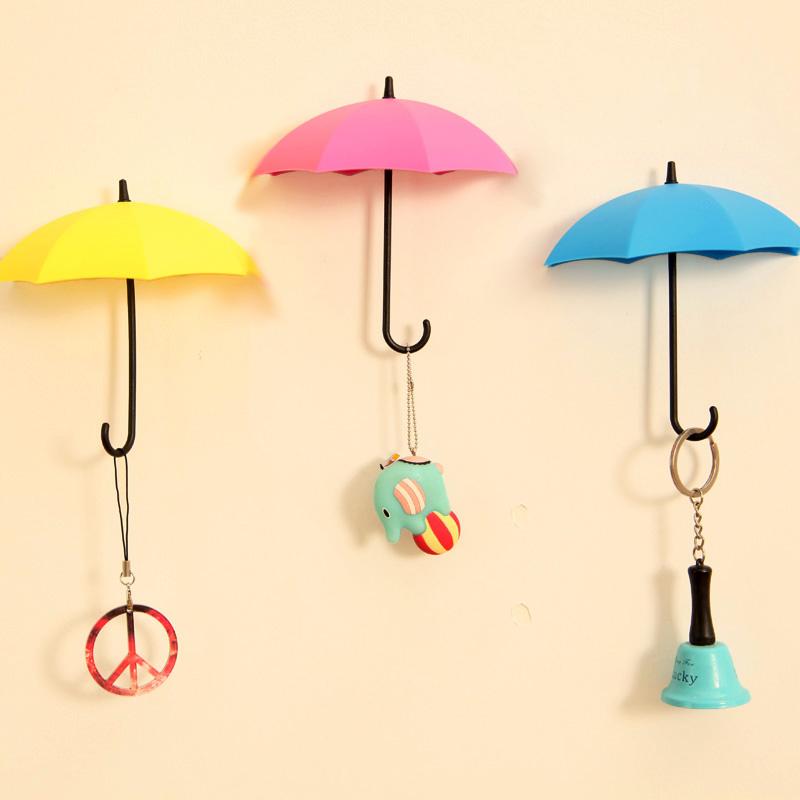 

1set High Quality Umbrella Shape Cute Creative Self Adhesive Wall Door Hook Hanger Bag Keys Bathroom Kitchen Sticky Holder