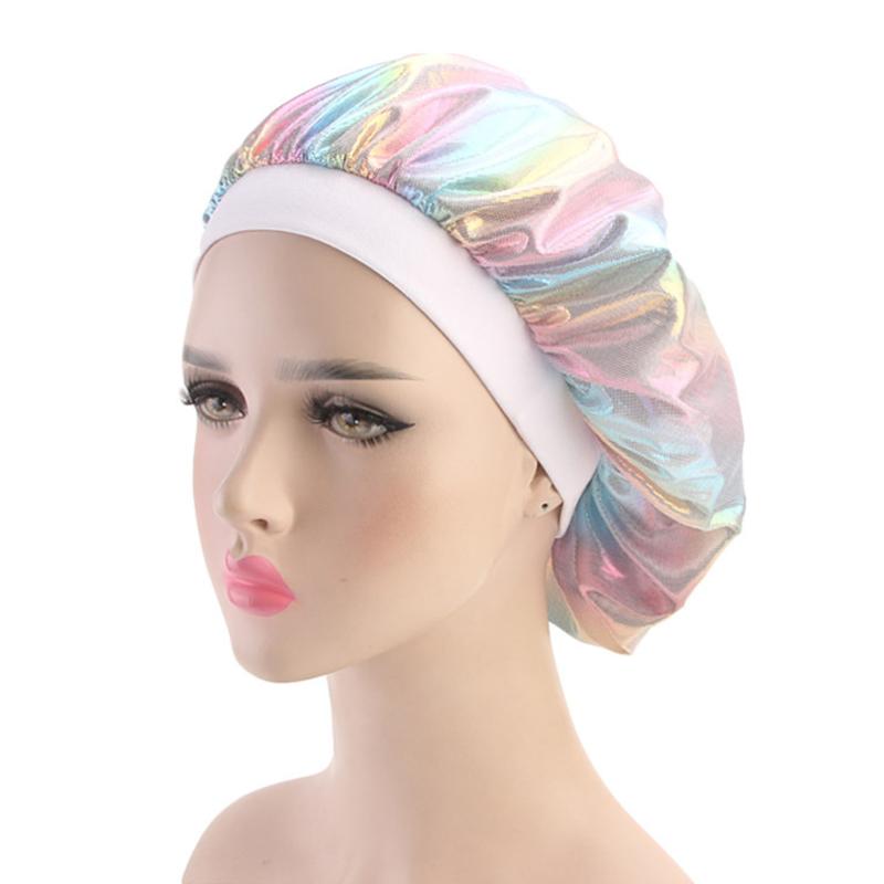 

Fashion Hair Care Sleeping Hat Soft Salon Ladies Turban Women Night Cap Shower Chemotherapy Head Cover Bonnet Elastic Wide Band, Blue