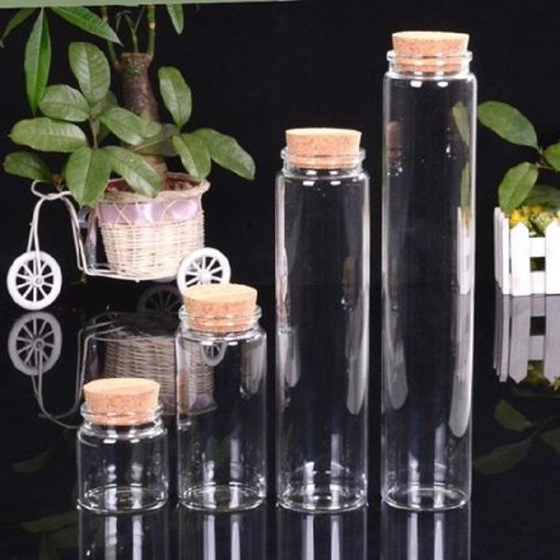 

57mm Diameter Glass Bottle Cork Stopper Vial Cylindrical Storage Bottle Wishing Vial DIY Drift 90ml 230ml 465ml 580ml