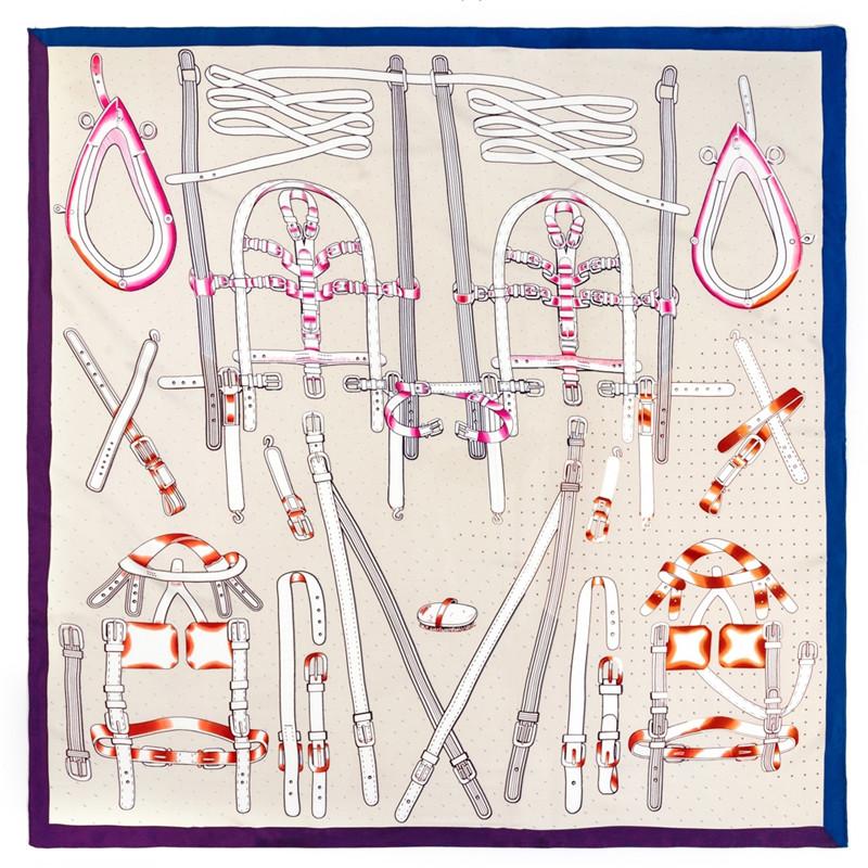 

POBING Manual Hand Rolled Twill Silk Scarf Women Belt Melt Print Square Scarves Echarpes Foulards Femme Wrap Bandana Hijab 90CM