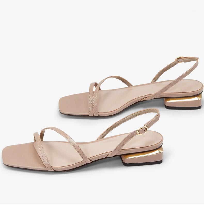 

LMCAVASUN ins fashion blogger england office lady solid simple 2021 summer sandals women shoes woman women shoes sandals1, Beige