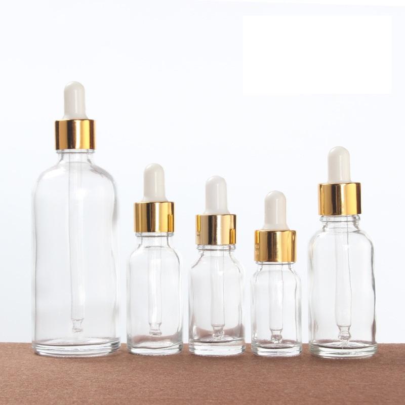 

5ml 10ml 15ml 30ml 50ml 100ml Transparent Glass Dropper Bottle Empty Cosmetic Packaging Container Vials Essential Oil Bottles