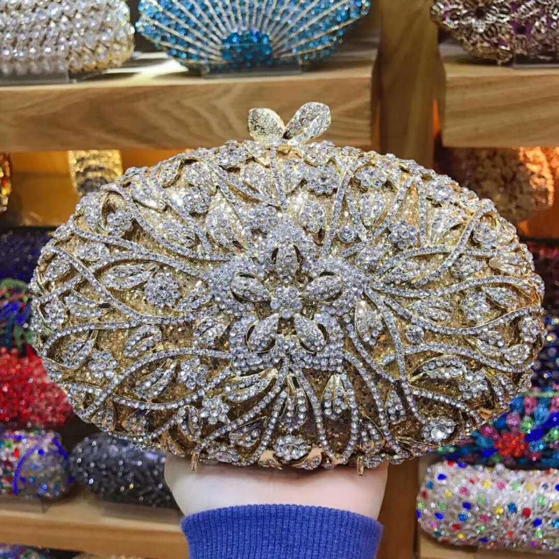 

Fashion Deluxe Crystal diamond clutches Bags Women Party clutch Purse Golden silver Wedding Bridal Evening Bags Handbags gift, Color same picture