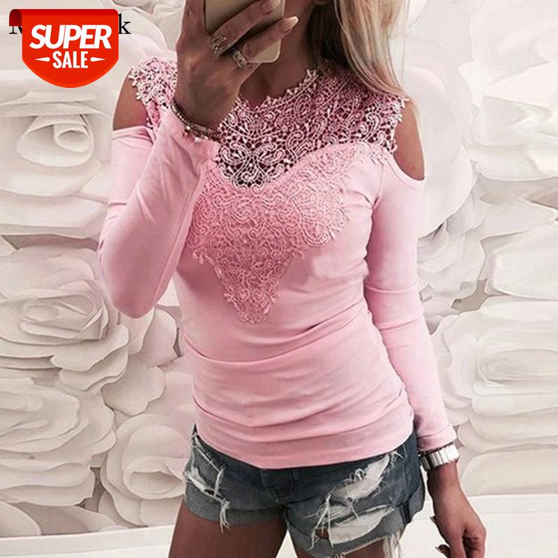 

New Spring Embroidery Hollow Out Sexy Female Shirts Top Long Sleeve Lace Cotton Shirts Blouses Casual Solid Women Blouse 12679 #J17H, White