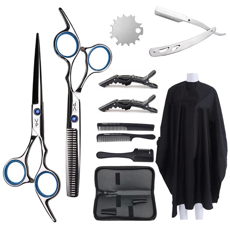 

Professional Hairdressing Scissors Kit 6 Inch Stainless Steel Hair Scissors Tail Comb Hair Cloak Cut Comb Styling Tool