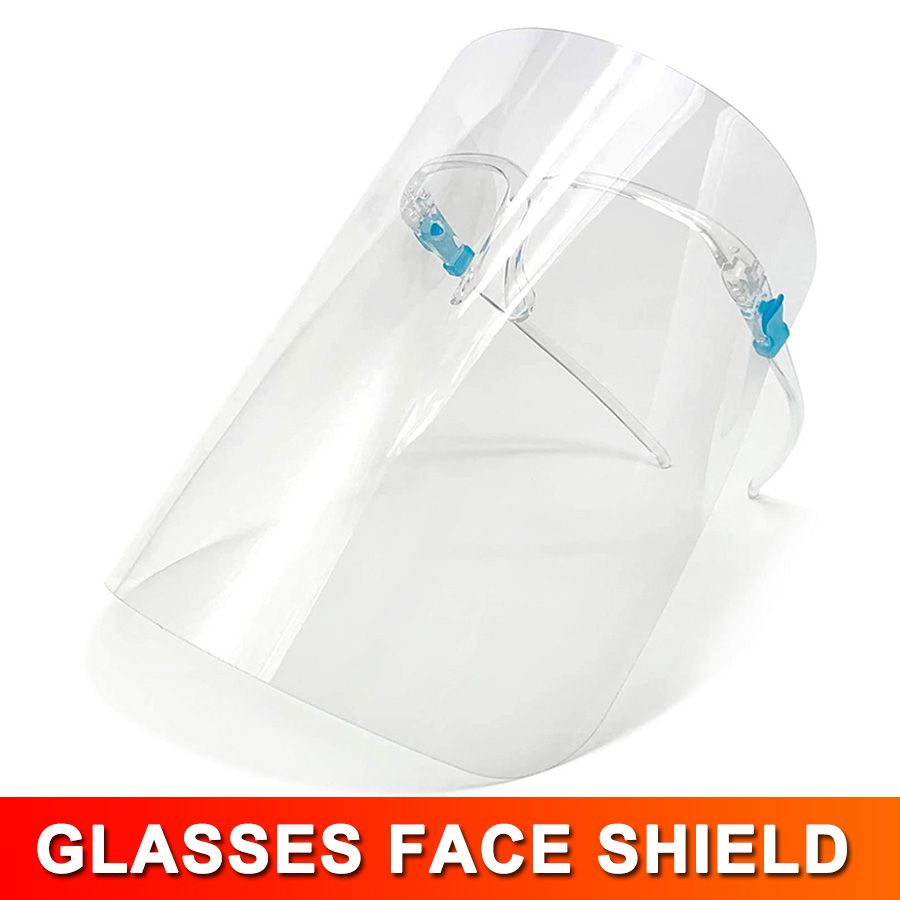 

Safety Faceshield Transparent Clear ECO PET Transparent with Glass Frame Plastic Reusable Protective Anti-splash and Fog Face Shield Mask