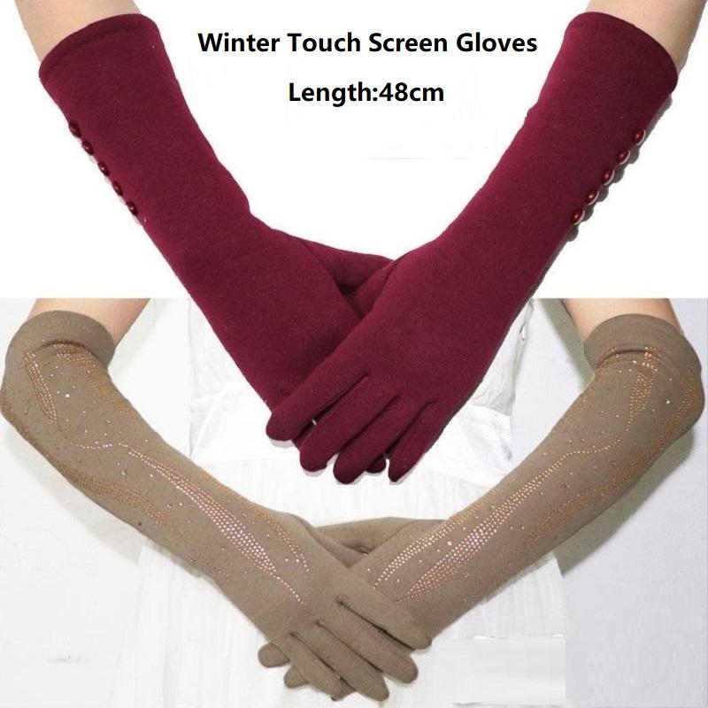 

Five Fingers Gloves Winter Keep Warm For Women Fashion Elegant Female Cotton Embroidery Touch Screen Full Finger