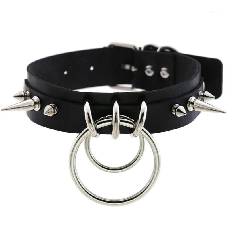 

Punk Spike Metal Collar Girls Leather Harness Choker Necklace For Women Party Club Chockers Gothic Jewelry Harajuku 20201