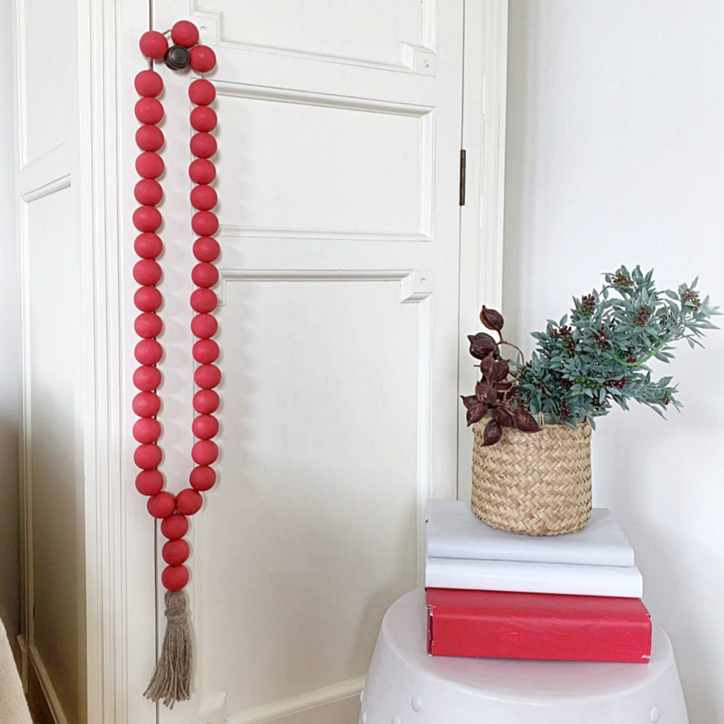

Tassel Natural Wooden Bead Garland Northern Europe Nursery Home DÃ©cor Hand Made Drawer knob ornament for modern cottage 4 Colors