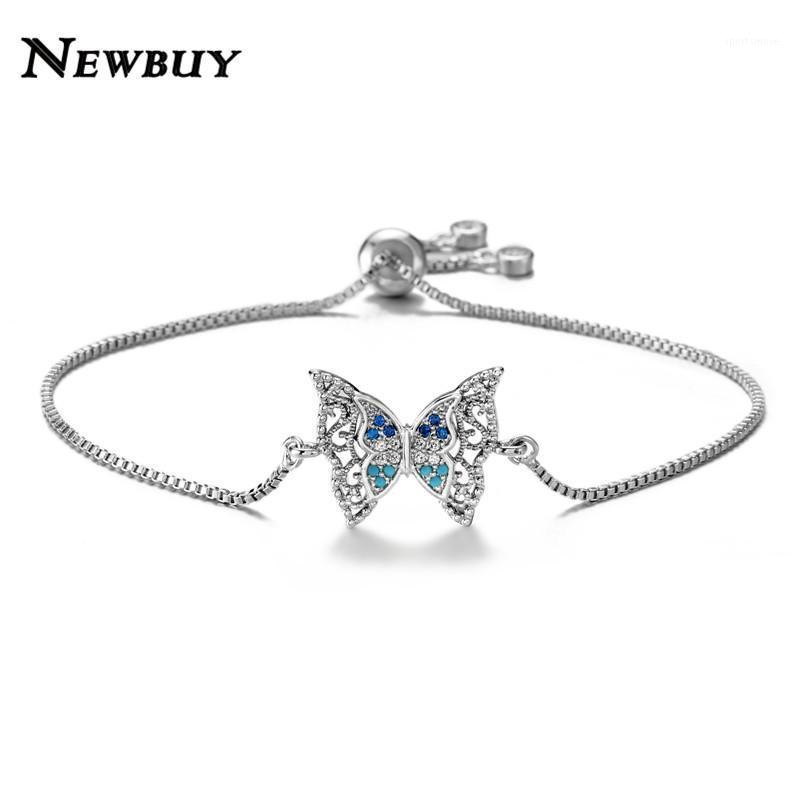 

NEWBUY Copper + Cubic Zirconia Butterfly Charm Bracelet Femme Silver Color Women Bracelet Party Jewelry Valentine's Day Gift1