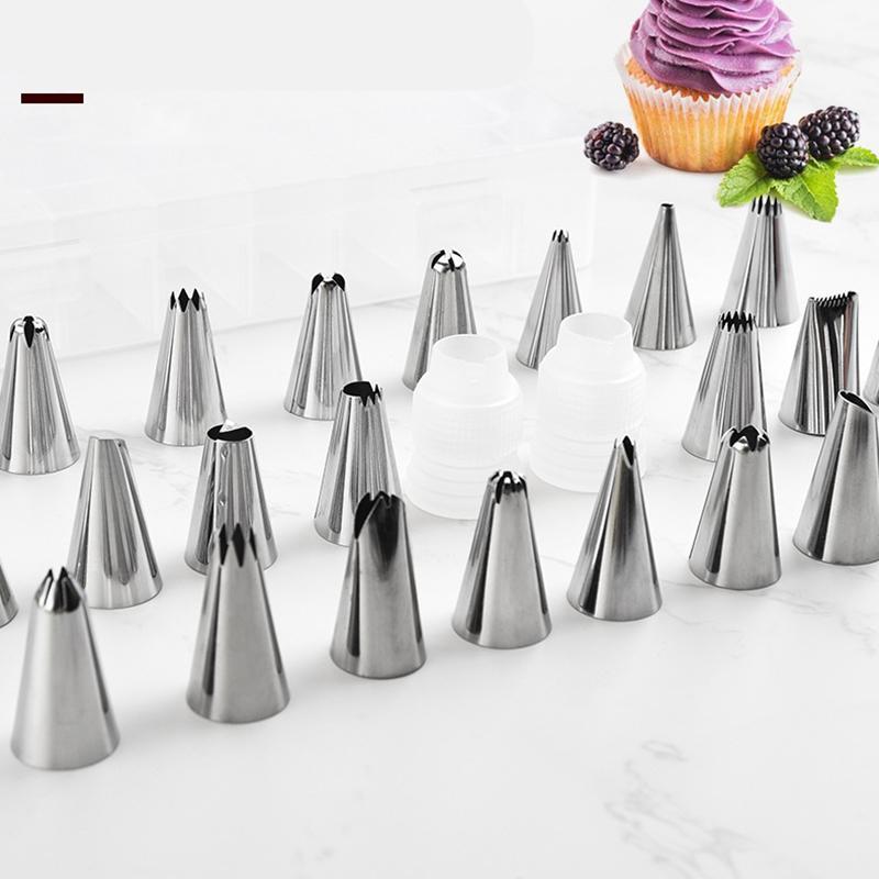 

Silicone Pastry Bag Nozzle Cake Decorating Tip Set Icing Piping Cream Cookie Baking Decor Tools Stainless steel nozzle set DIY1