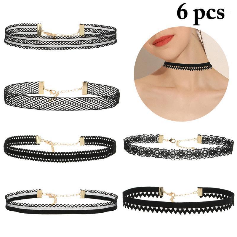 

Chokers 6pcs Choker Necklace Black Lace Velvet Strip Woman Collar Party Jewelry Neck Accessories Handcrafted Chain Necklace1