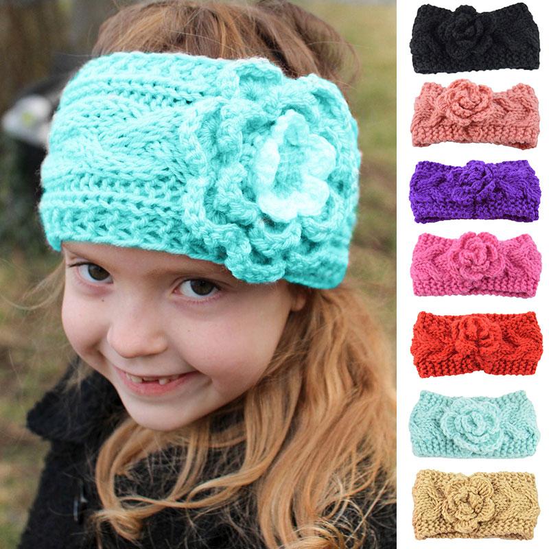 

Hair Accessories Flower Knitted Faux Wool Headband For Born Infant Winter Crochet Turban Headwrap Warm Wide Hairband, Slivery;white