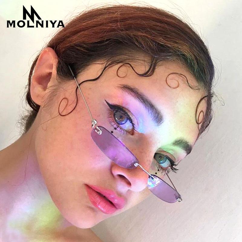 

MOLNIYA 2020 Small Rectangle Sunglasses Women Men Narrow Sun Glasses Retro Brand Designer Female Rimless Ultralight Eyewear