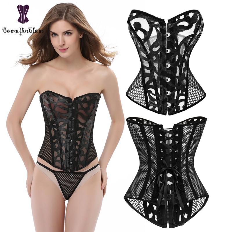 

Overbust Sexy Corset Top G string Lingerie Body Shaping Corset Black Lace Ovebust Corset Plus Size Bodysuit