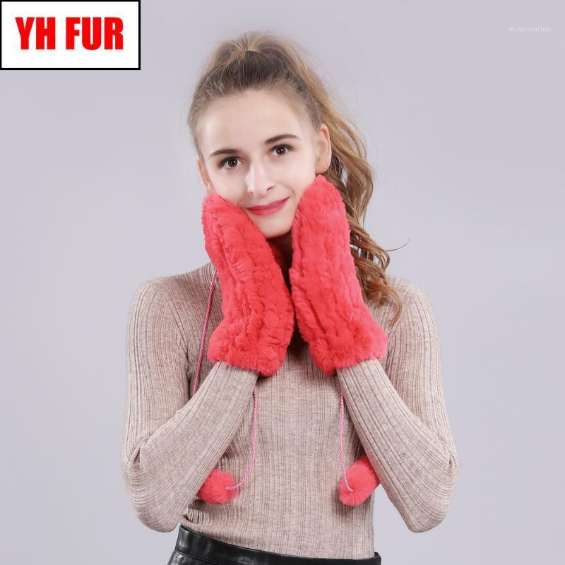 

2020 Outdoor Russia Winter Women Thick Warm Natural Rex Fur Gloves Handmade Knitted Real Rex Fur Gloves Mittens1