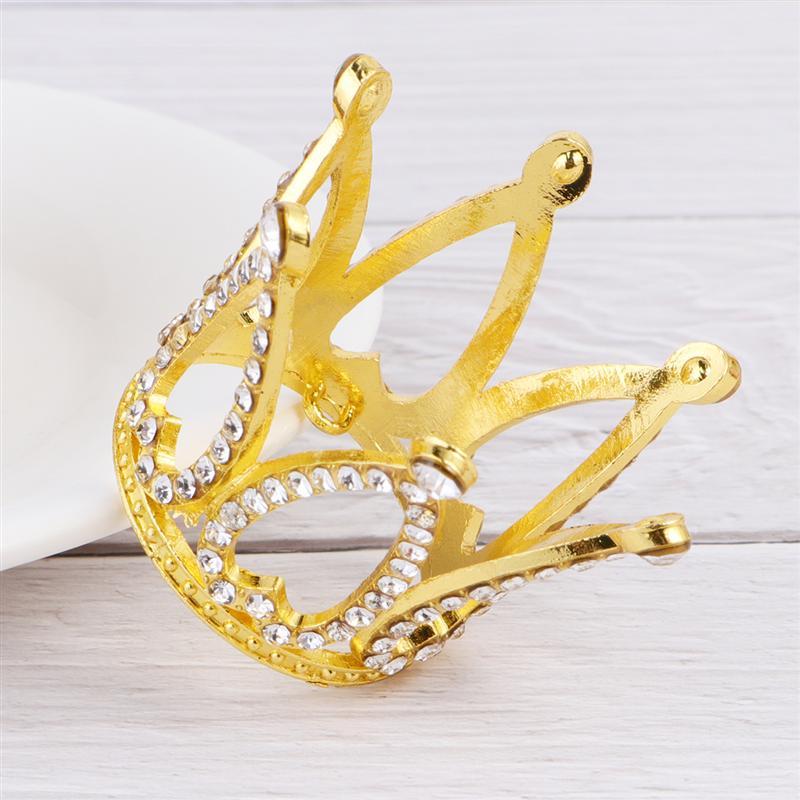 

2pcs Gold Mini Crown Cake Topper For Kids Birthday Decor Rhinestone Crown Cake Ornament Wedding Party Topper A35