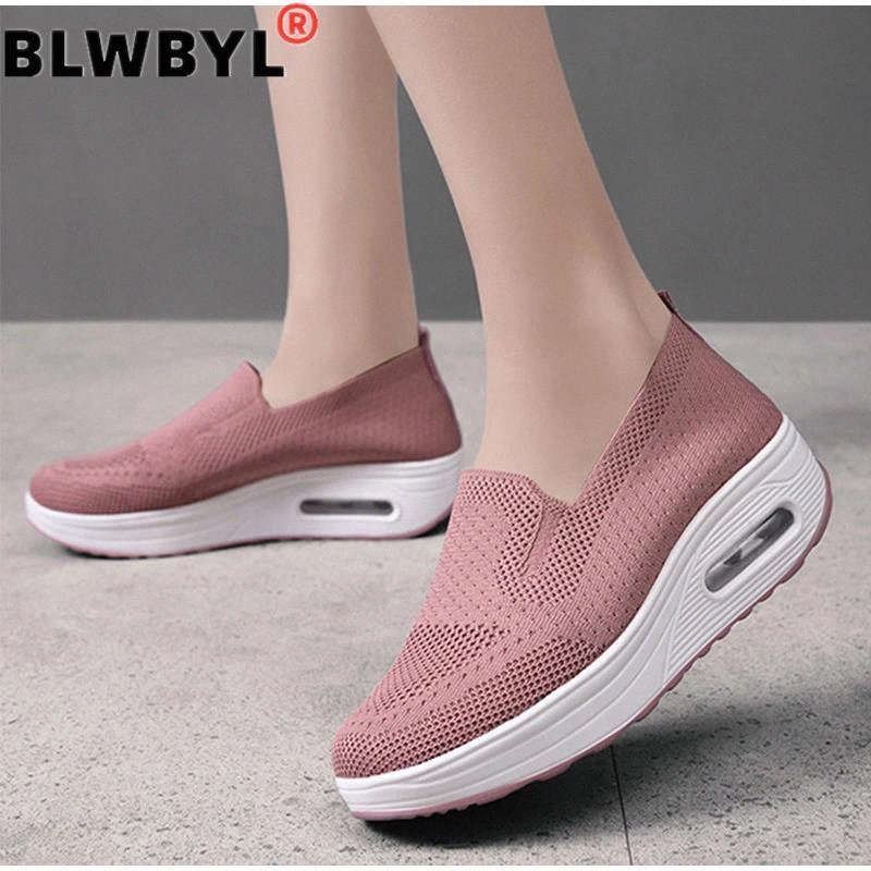 

2020 Hot New Women's Flats Shoe Mesh Breathable Wedges Shoes Woman Casual Fashion Ladies Walking Slip On Female Shoes Summer #327L