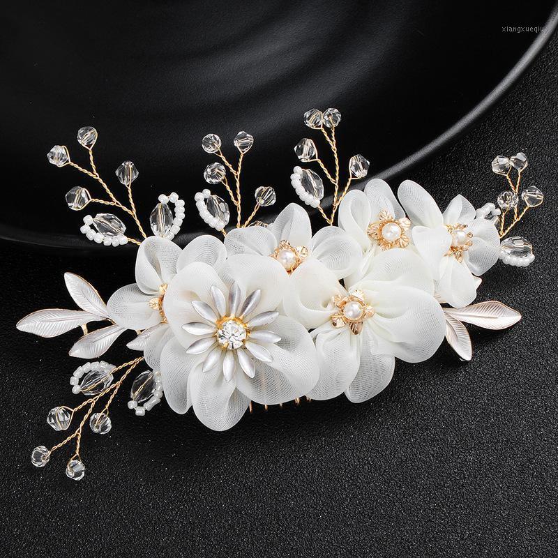 

Hair Clips & Barrettes MOGAKU Style Yarn Flower Headdress For Women Bride Wedding Party Comb Korean Pearl Clip Accessories Handmade, Golden;silver