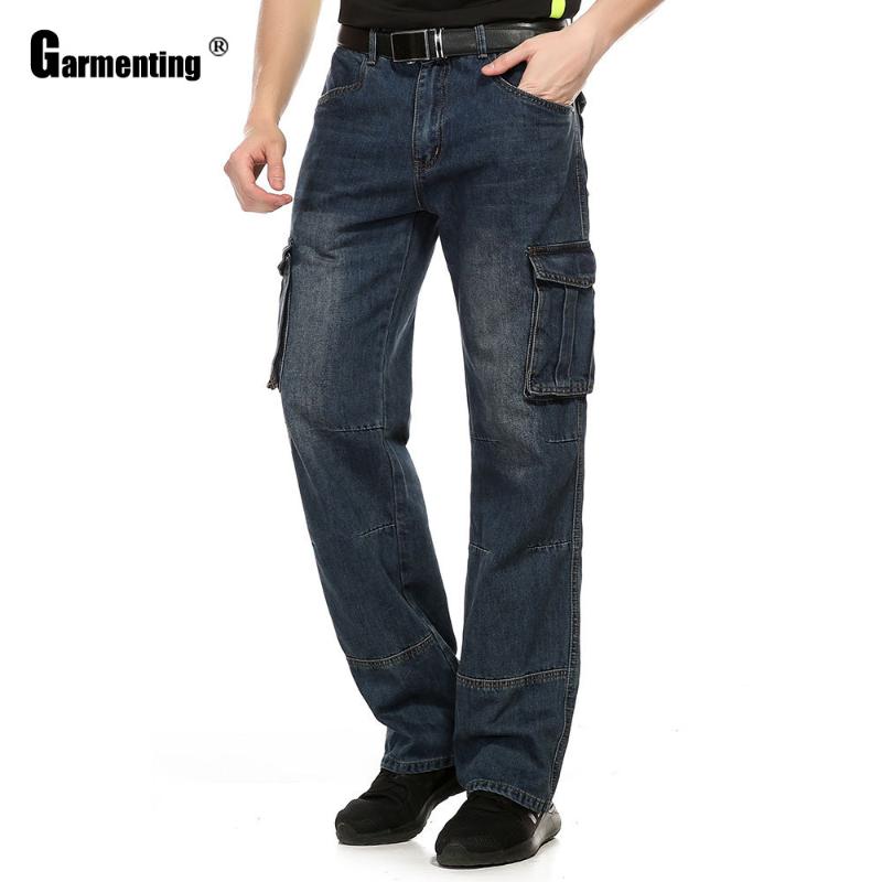 

Garmenting Mens Jeans Straight Demin Pants Male Fashion Multi-pocket Pants Streetwear Outdoor Casual Jeans Bottom Mens Trousers, Black