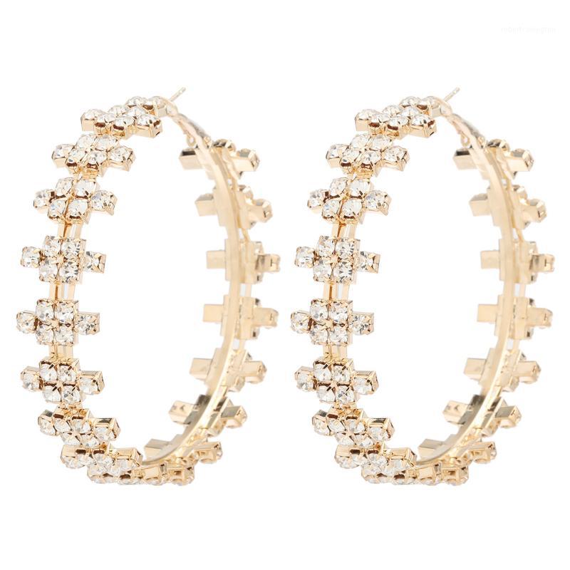 

Hoop & Huggie Women Earrings Fashion Diamond Alloy Simple Style Gold Silver Lady Party Earrings1
